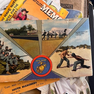 Ensemble de cartes postales Camp Lejeune des années 1940 Near Mint | Souvenir militaire de l'USMC WWII | 20 linges de maison Curt Teich | Histoire du Corps des Marines de la Caroline du Nord