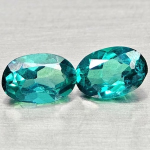 Bluish Green Topaz Pair 1.12ct Oval Cut VSI Loose Gemstones from Brazil Treated for Earrings or Custom Jewelry Making