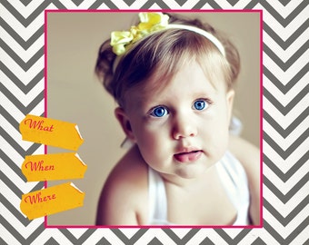 Lexi 5x5 Birthday Card or Birth Announcement - Digital Template for Photographers