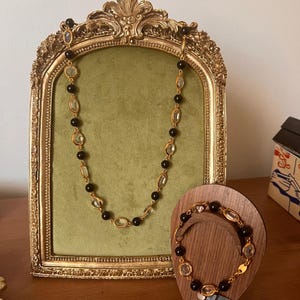 Trifari Black and Crystal Beaded Gold Chain Necklace and NWT Bracelet