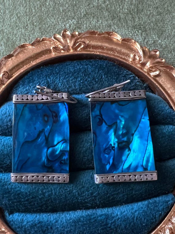 Reversible Abalone Shell Earrings Sterling Silver… - image 4