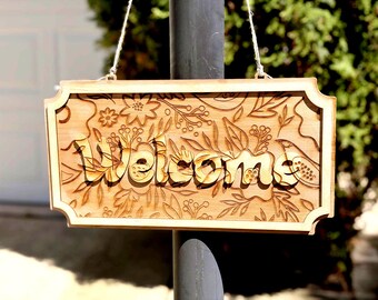 Spring Summer Floral Welcome Sign