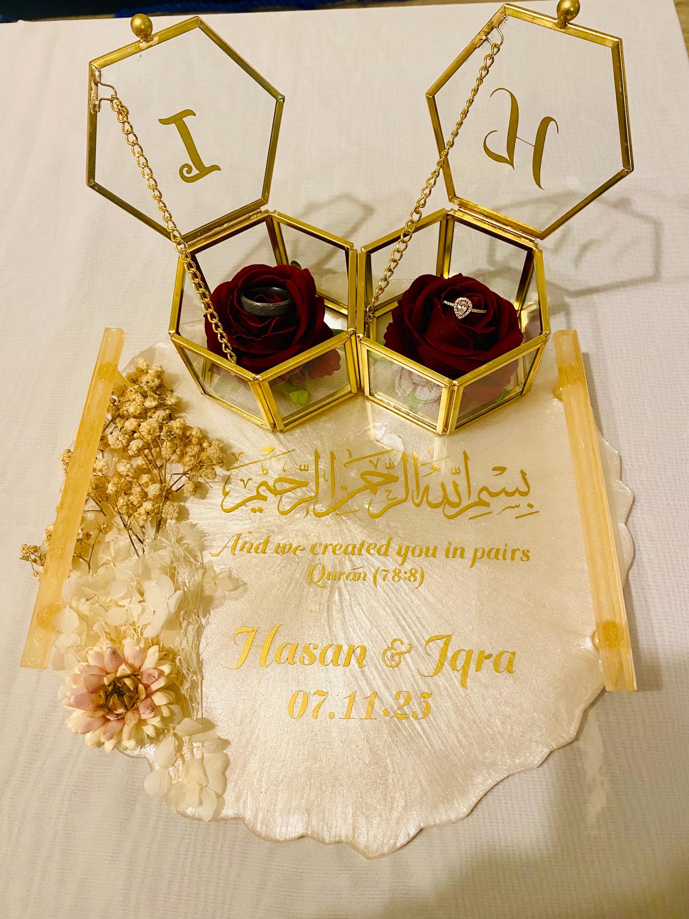 Personalized Wedding Ring Tray | Custom Nikkah or Wedding Keepsake