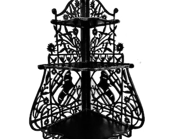 Handmade wooden Gothic style corner shelf" Bat in the GARDEN of PARADISE" Home and Office interior great gift for everybody in any occasions