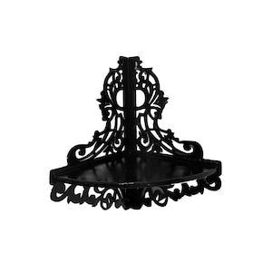 Handmade wooden corner Black shelf"GOTHIC CANDLE and CANDLESTICK" Home and office interior Great gift for wife, husband, child somebody else