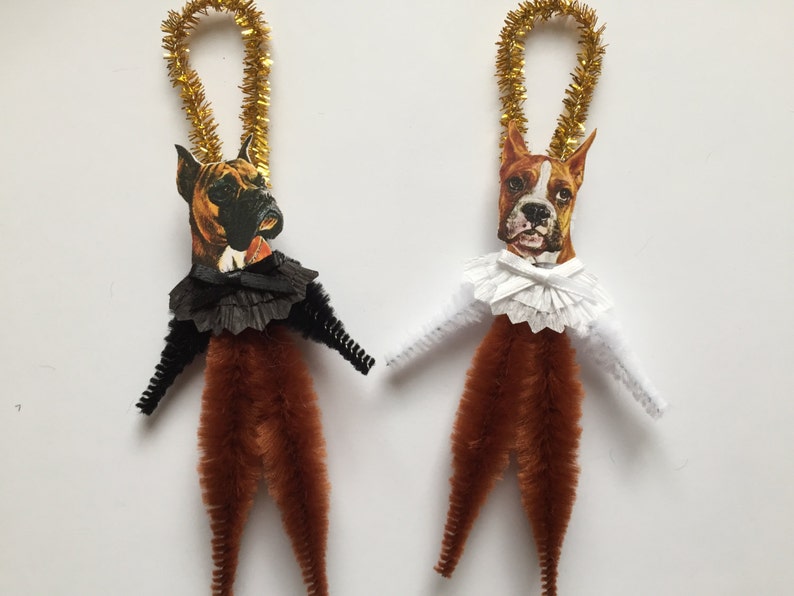 BOXER DOG ornaments dog ORNAMENTS ornaments vintage style chenille ornaments basic set of 2 image 1