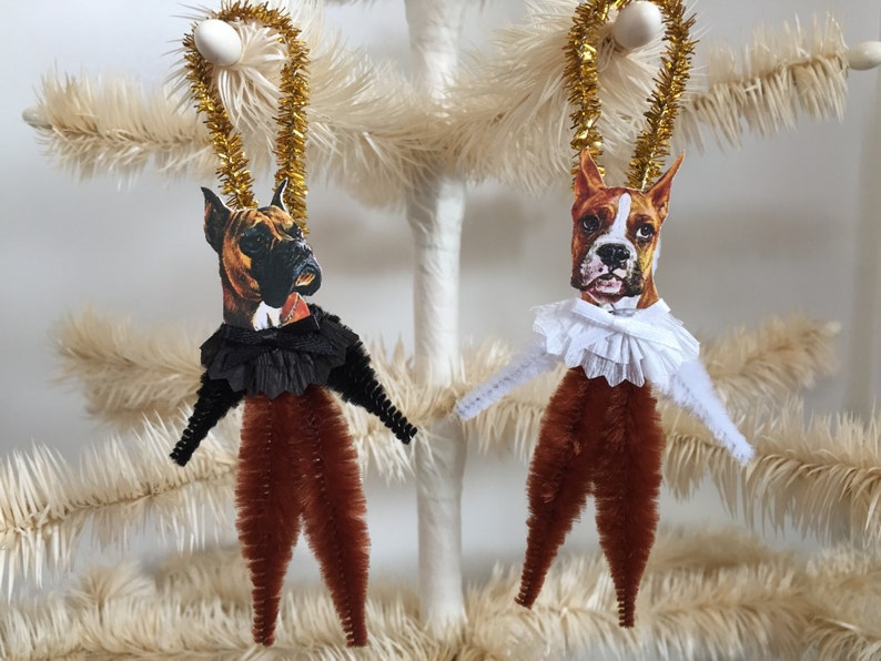 BOXER DOG ornaments dog ORNAMENTS ornaments vintage style chenille ornaments basic set of 2 imagem 3