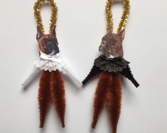 BOXER DOG ornaments dog ORNAMENTS ornaments vintage style chenille ornaments basic set of 2