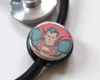 étiquette d’identification superman----stéthoscope vintage