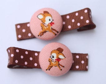 Fawn Friends -2 button hair clips
