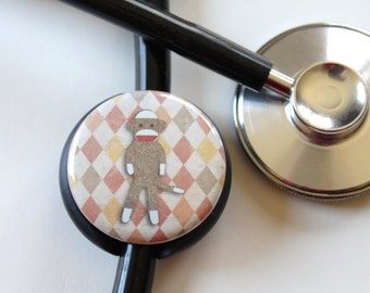 The Original---Stethoscope ID Tag--Sock Monkey