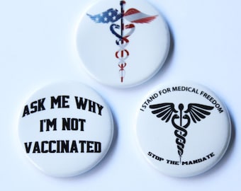 5 Medical Freedom 1.5" Pins Pinback Buttons