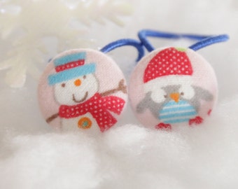 Schneemann & Pinguin Flanell Pferdeschwanz Halter