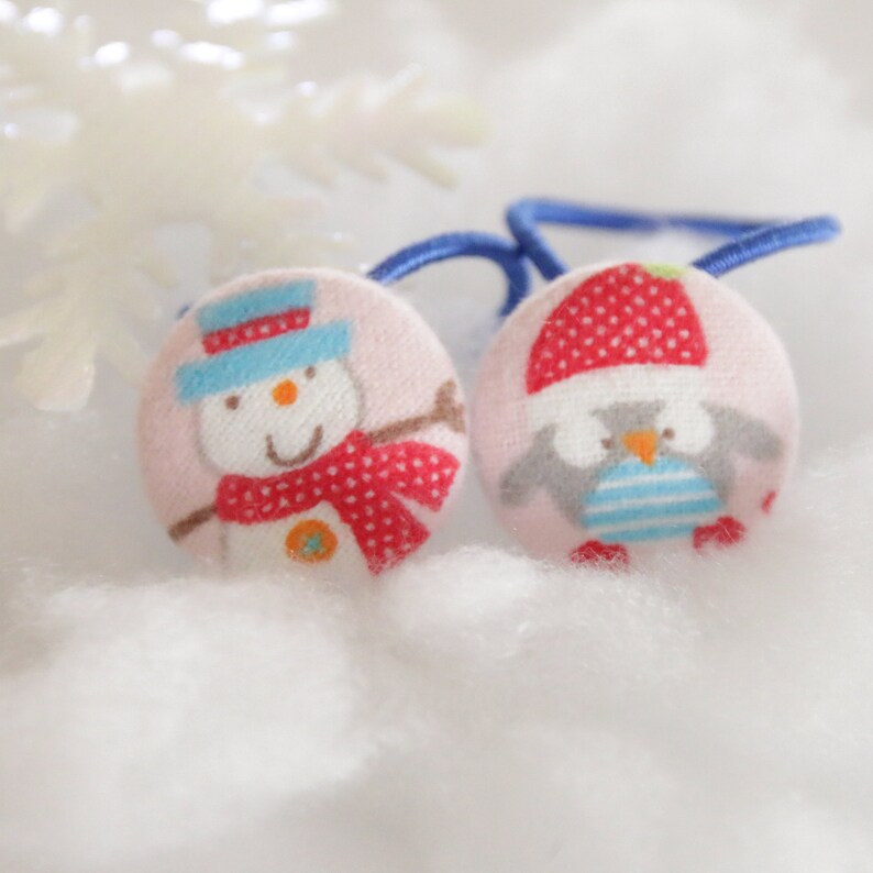 Snowman & Penguin Flannel Ponytail Holders image 1