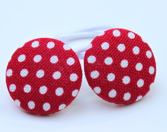Red with White Polka Dots...  2 PONYTAIL HOLDERS