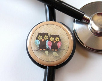 The ORIGINAL Stethoscope ID Tag--Love Birds---