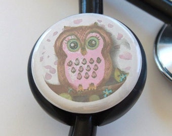 Shabby Chic Owl----Stethoscope ID Tag