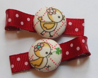 Cute Birdy...2 button hair clips