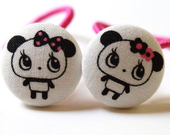 Lovely Pandas-------2 Ponytail Holders