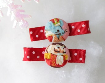 Nutcracker and Mouse King....2 BUTTON HAIR CLIPS