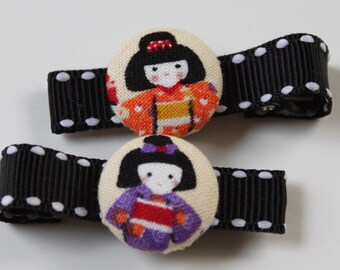 ASIAN DOLLS. 2 Button Hair Clips