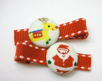 Santa & Reindeer.......2 BUTTON HAIR CLIPS