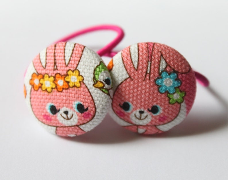 Kawaii Pink Bunnies PONYTAIL HOLDERS image 0
