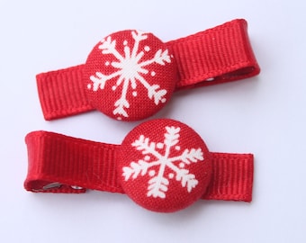 SNOWFLAKES........2 Button Hair Clips