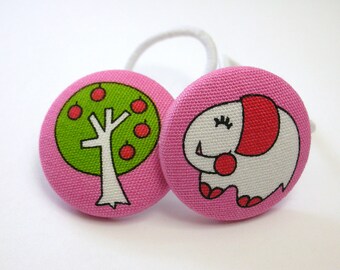 Fun Elephant and Tree.........2 Ponytail Holders