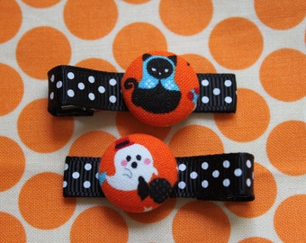 Katze und Ghost Russian Doll Halloween Schaltfl&auml;che Haarspangen