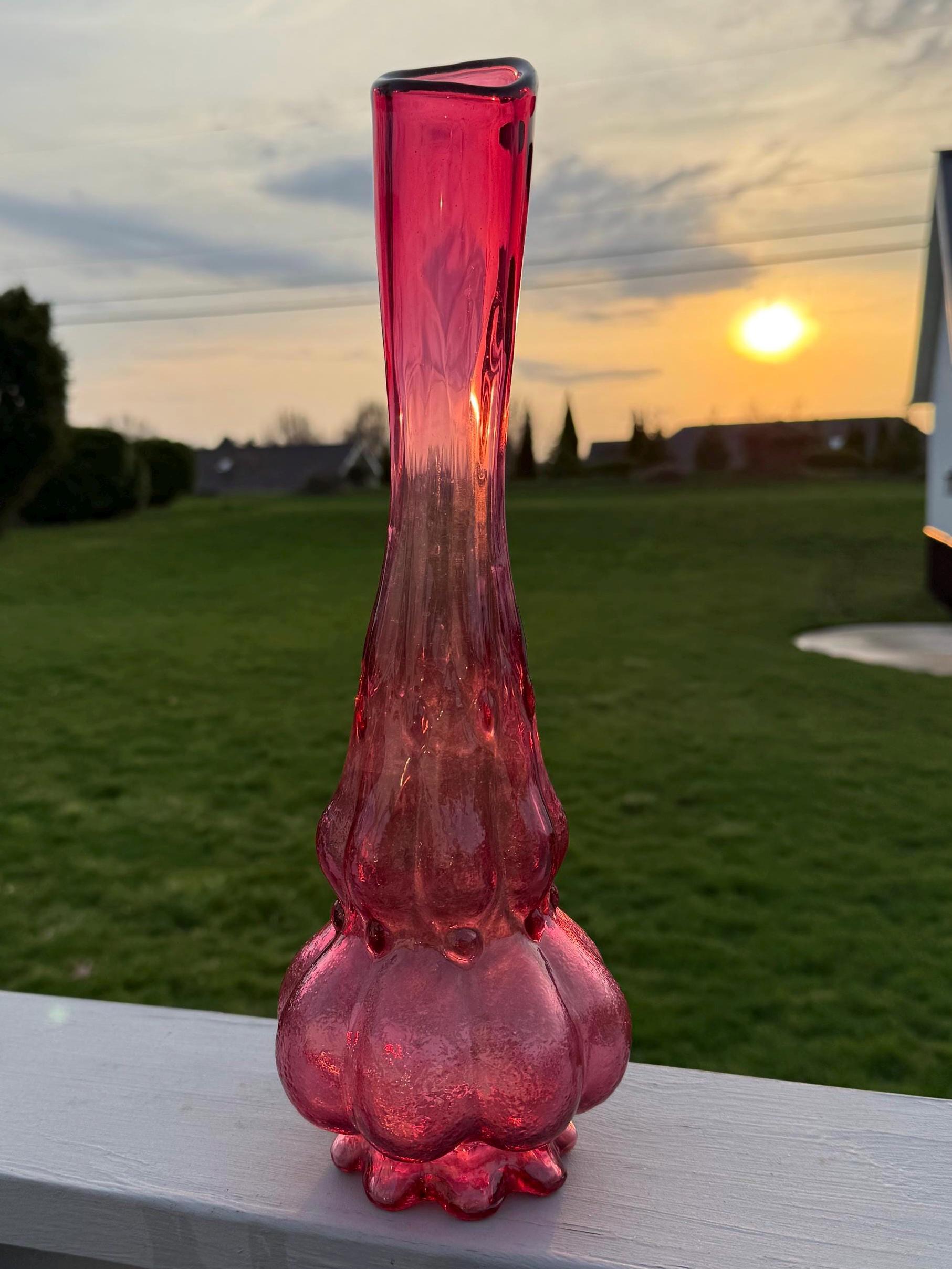 Kanawha Cranberry Vase MCM 14.25” Tall Pink Vase Kanawha Glass - Etsy