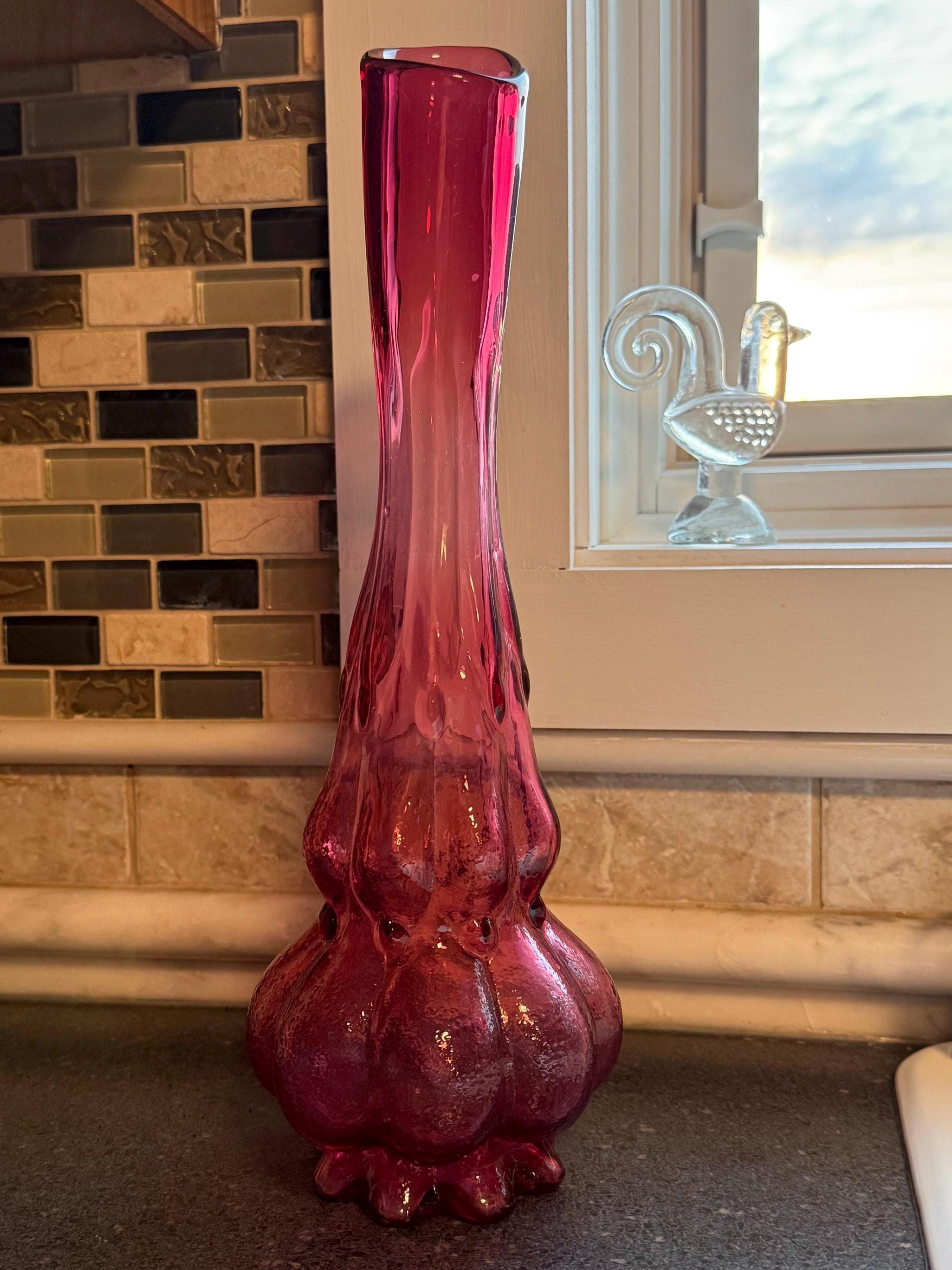 Kanawha Cranberry Vase MCM 14.25” Tall Pink Vase Kanawha Glass - Etsy