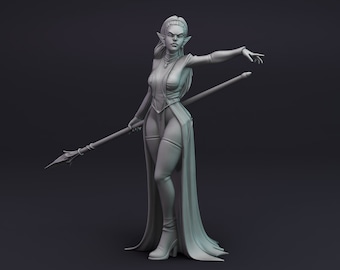 Female Elf Druid / Monk Moraeth - miniature for Dungeons & Dragons 5E, tabletop RPG, wargames and board games