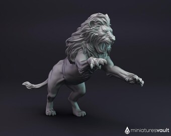 Enraged Lion / Jumping Big Cat - miniature for Dungeons & Dragons 5E, tabletop RPG, wargames and board games