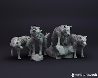 Wolves / Wolf Pack - miniatures for Dungeons & Dragons 5E, tabletop RPG, wargames and board games
