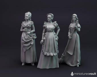 Household Helpers / Female Servants - miniatures for Dungeons & Dragons 5E, RPG, wargames and board games