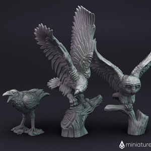 Bird Set / Crow, Eagle, Owl - miniatures for Dungeons & Dragons 5E, tabletop RPG, wargames and board games