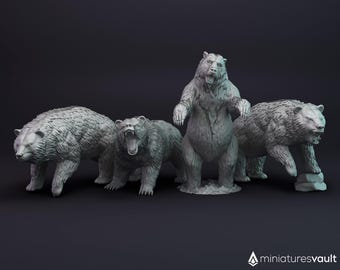 Bears Pack vol. 2 / Kodiak / Black / Grizzly - miniatures for Dungeons & Dragons 5E, tabletop RPG, wargames and board games