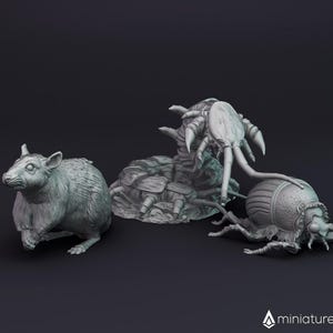 Subterranean Beasts / Dire Vermins / Rat, Centipede, Beetle - miniatures for Dungeons & Dragons 5E, tabletop RPG, wargames and board games