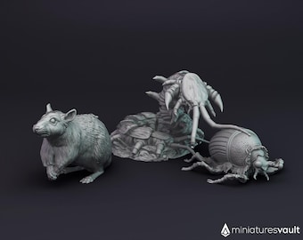 Subterranean Beasts / Dire Vermins / Rat, Centipede, Beetle - miniatures for Dungeons & Dragons 5E, tabletop RPG, wargames and board games