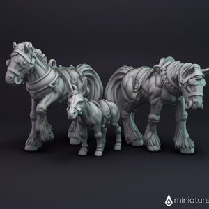 Zugpferd / Zugpferd / Esel Miniaturen für Dungeons & Dragons 5E, Tabletop-Rollenspiele, Kriegsspiele und Brettspiele