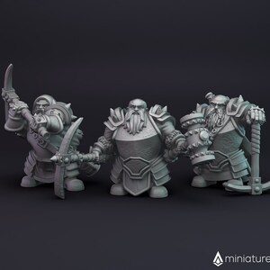 Dwarf Mercenaries / Dwarven Miners - miniatures for Dungeons & Dragons 5E, tabletop RPG, wargames and board games
