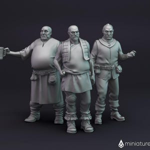 Male Villagers / Peasants / Rural People  - miniatures for Dungeons & Dragons 5E, RPG, wargames and board games