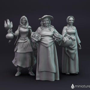 Female Villagers / Peasants / Rural People  - miniatures for Dungeons & Dragons 5E, RPG, wargames and board games