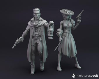 Gunslingers / Cowboys / Robbers - miniatures for Dungeons & Dragons 5E, tabletop RPG, wargames and board games
