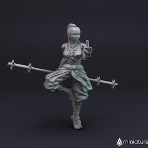 Female Monk / Human Martial Arts Fighter - miniature for Dungeons & Dragons 5E, tabletop RPG, wargames and board games