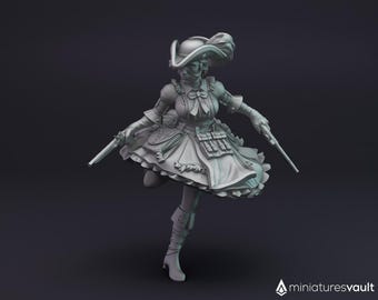 Female Arcane Gunslinger / Victorian Shooter / Pirate Soldier - miniature for Dungeons & Dragons 5E, tabletop RPG, wargames and board games