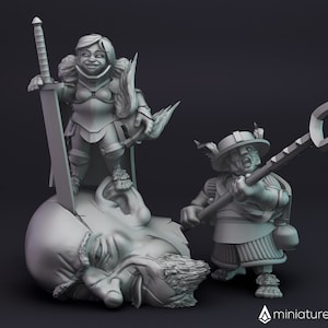 Halfling Fighters / Hero / Warrior - miniatures for Dungeons & Dragons 5E, tabletop RPG, wargames and board games