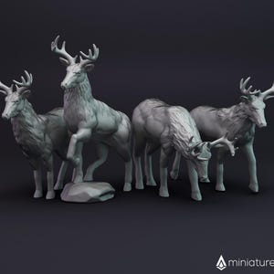 Deers / Elks - miniatures for Dungeons & Dragons 5E, tabletop RPG, wargames and board games