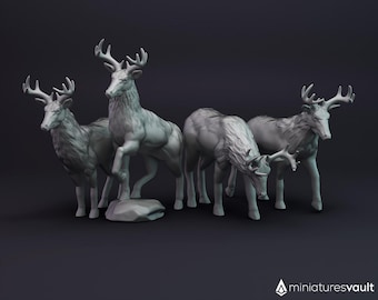 Deers / Elks - miniatures for Dungeons & Dragons 5E, tabletop RPG, wargames and board games